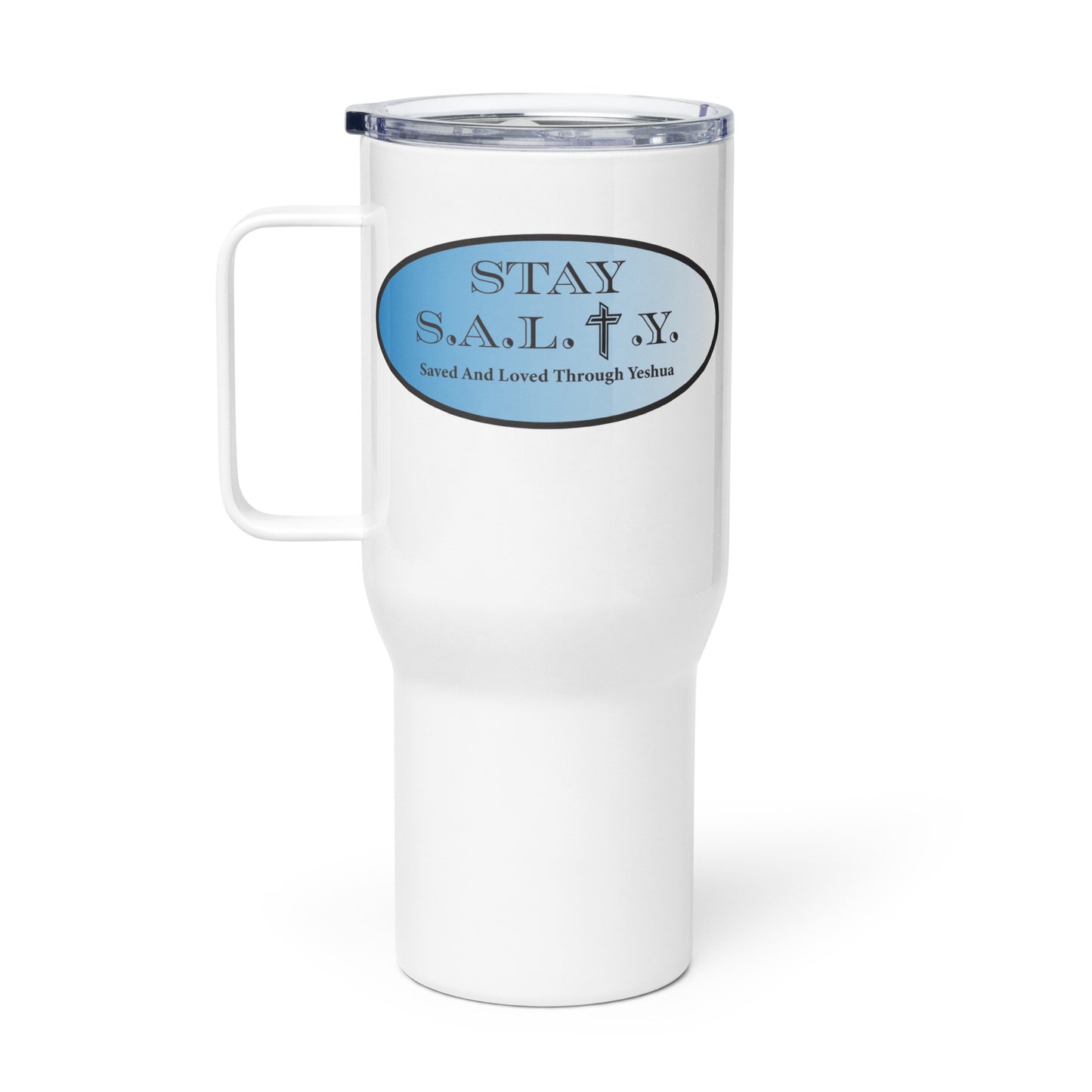 Stay S.A.L.T.Y. travel mug with a handle