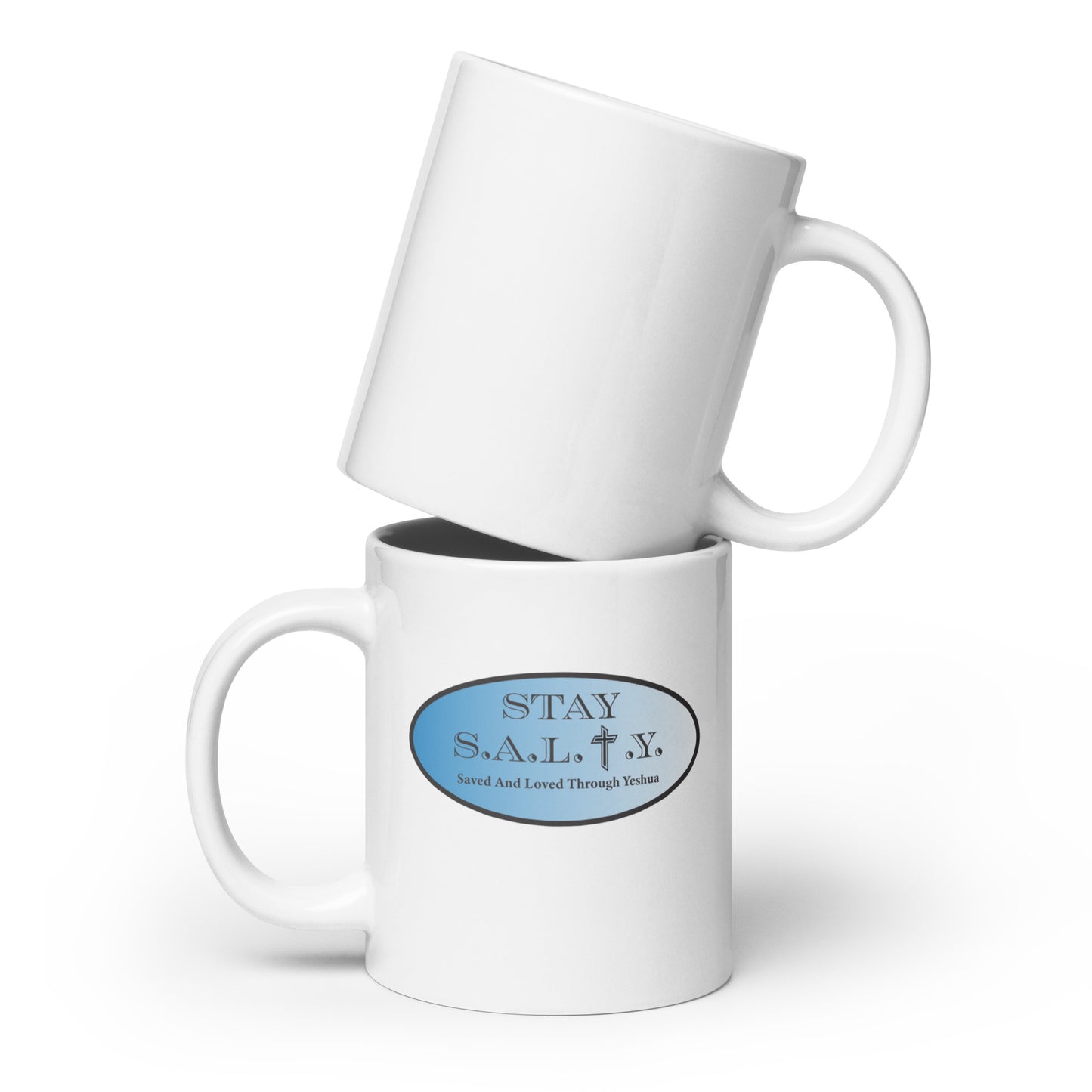 Stay S.A.L.T.Y. 20 oz. white glossy mug