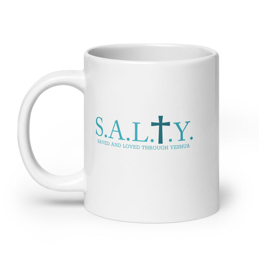S.A.L.T.Y. 20 oz. white glossy mug